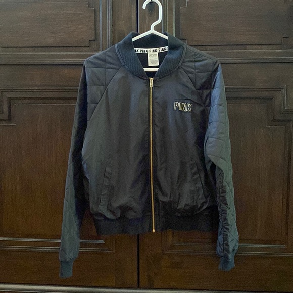 Victoria’s Secret “Pink” Quilted Sleeve Full Zip Bomber Jacket in Adult Small - Picture 3 of 7